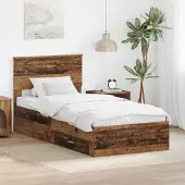 vidaXL Bedframe met lade met opslag Oudhout 90 x 190 cm Bewerkt hout
