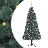 vidaXL Kunstkerstboom met verlichting en ballen set Groen 150 cm PET