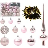 vidaXL Kunststof Voorverlichte Kerstboom met 150 LED Roze 120 cm PVC