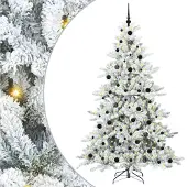 vidaXL Kunstmatige Hinged Kerstboom Wit 210 cm PVC en Staal