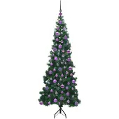 vidaXL Hoek Kunstkerstboom met 300 LED Groen 180 cm PVC en Metalen