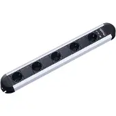 Bachmann PRIMO stekkerdoos met 5 stopcontacten met aardingscontact, aluminium, afstand tussen de stopcontacten 85 mm, 1,75 meter