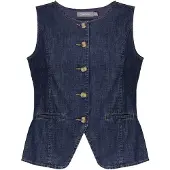 Geisha Jeans Vest Dark Blue Denim Washed Maat: S | Gilets Outlet | Dames | Blauw