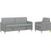 vidaXL Sofa Set Met Opslag 2 st Lichtgrijs Polyester