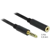 DeLOCK 4,4mm Jack verlengkabel | gebalanceerd stereo (5-polig) | AWG24 | verguld | 0,50 meter