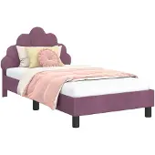 vidaXL Kinderen bedframe met hoofdboard Paars 80 x 160 cm Fluweel