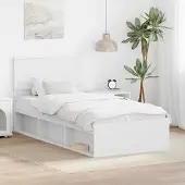 vidaXL Bedframe met hoofdeinde Wit 90 x 190 cm Bewerkt hout