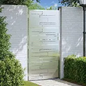vidaXL Tuinpoort 85 x 174 cm Roestvrij staal Zilver Vergrendelbaar