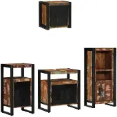 vidaXL Badkamermeubel Set 4 st Veelkleurig en Zwart 55 x 35 x 60 cm