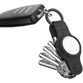 Keysmart Air Vegan Leer AirTag 1 / 2 Sleutelhouder Zwart
