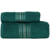 Markizeta Luxe Smaragd Groene Katoenen Handdoek 50x90cm met Zilveren Boord