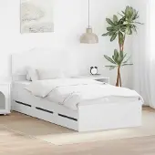 vidaXL Bedframe met lade met opslag Wit 100 x 200 cm Ingenieurshout
