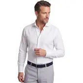 Ledub Wit slim fit overhemd tijdloos cutaway kraag