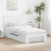vidaXL Bedframe met hoofdeinde Wit 90 x 200 cm Bewerkt hout
