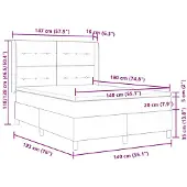 vidaXL Boxspringbed met hoofdeinde, lichtgrijs, 140 x 190 cm, gestoffeerd