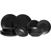 Tavola Studio Serviesset Black Tie 18-delig / 6 personen - 6 ontbijt/dessertborden, 6 diepe borden en 6 dinerborden