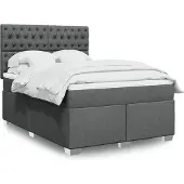 vidaXL Boxspringbed met matras, donkergrijs, 140x200 cm, gestoffeerd