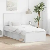 vidaXL Bedframe met hoofdeinde Wit 90 x 200 cm Massief grenenhout