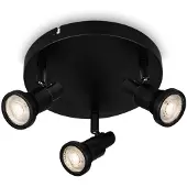 Briloner FLAMO LED plafondlamp voor badkamer, IP44 spatwaterdicht, kantelbaar, warmwit licht, zwart, 21 x 10,6 cm