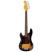 SX Elektrische basgitaar - SPB6234L3TS - Retro Series - Linkshandig - 3/4 schaal - P-Style - Sunburst - Inclusief tas