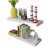 vidaXL Wandplanken MDF zwevend voor boeken/dvd wit 2 st