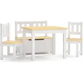 vidaXL 4-delige Kindertafel- en stoelenset MDF wit en beige