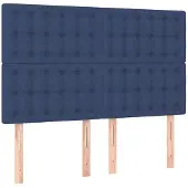 vidaXL Hoofdbord blauw 144x5x118/128 cm stof