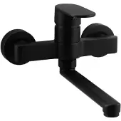 Aquanello Keukenkraan muur zwart met uitloop 15 cm Casa BL-1415-CS