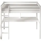 Sunny Sil Hoogslaper van Hout met Bureau in Wit | Kinderbed Zonder Matras | Verhoogd Bed met Ladder & Boekenplank | 208x97x172cm | Voor Matrasmaat 90x200cm