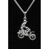 MOOYE ® - Collectie Zilveren Motorcrosser ketting hanger
