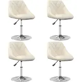 vidaXL Eetkamerstoelen draaibaar 4 st fluweel crèmekleurig