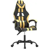 vidaXL Gaming stoel, draaibaar, zwart en goud, kunstleer