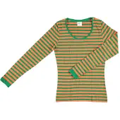 Apollo - Party T-shirt dames lange mouwen - Strepen - Oranje/Groen - Maat M - Carnaval - Kruikenstad - Carnavalskleding dames