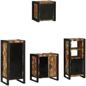vidaXL Badkamermeubel Set 4 st Veelkleurig en Zwart