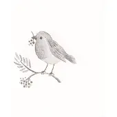 Clayre & Eef Servetten Papier Set van 20 33x33 cm Wit Papier Vogel