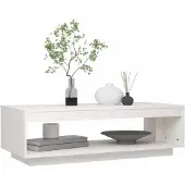 vidaXL Salontafel, wit, 110x50x33,5 cm, massief grenenhout