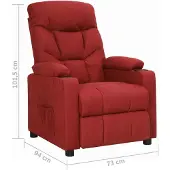 vidaXL Fauteuil verstelbaar stof wijnrood