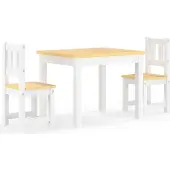 vidaXL 3-delige Kindertafel- en stoelenset MDF wit en grijs