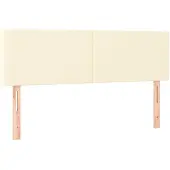 vidaXL Boxspring met matras en LED kunstleer crèmekleurig 140x200 cm