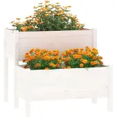 vidaXL Plantenbak 84,5x84x75 cm massief grenenhout wit