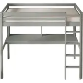 Sunny Sil Hoogslaper van Hout met Bureau in Grijs | Kinderbed Zonder Matras | Verhoogd Bed met Ladder & Boekenplank | 208x97x172cm | Voor Matrasmaat 90x200cm