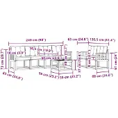 vidaXL Buiten bank set 7 st Natuurlijk en zwart