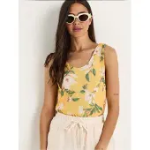 Bianco Bloemige U-hals Mouwloze Top