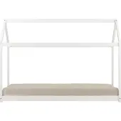 Sunny Zoey Bedhuisje van Hout in Wit | Kinderbed in Huis Vorm Zonder Matras | 206x98cm | Voor Matrasmaat 90 x 200 cm