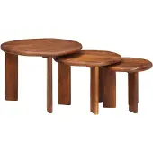 vidaXL Nestelbare salontafel, 3 stuks, honingbruin, Ø 54 x 40 cm