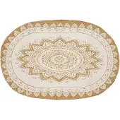 vidaXL Vloerkleden Bloemen Natuurlijk met witte print 152 x 245 cm
