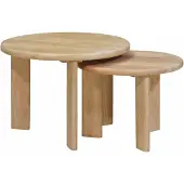 vidaXL Nesting Koffietafels 2 st Wit Ø 50 x 40 cm Massief Mango Hout