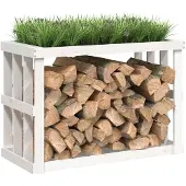 vidaXL Buitenhaardhoutrek, wit, 108x52x74 cm, massief grenenhout