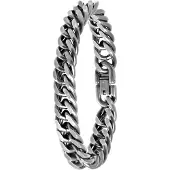 Lucardi Heren Armband gourmetschakel - Staal - Armband - Vaderdag Cadeautje - 19 cm - Zilverkleurig