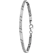 Lucardi Dames Armband mat/glans met zirkonia - Echt Zilver - Armband - Cadeau - 18 cm - Zilverkleurig